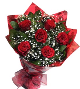 6 adet kırmızı gülden buket  Adana çiçek siparişi yurtiçi ve yurtdışı çiçek siparişi 
