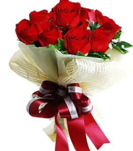 9 adet kırmızı gülden buket tanzimi  Adana çiçek yolla çiçek gönderme sitemiz güvenlidir 