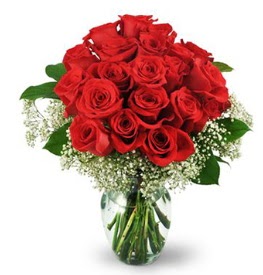 25 adet kırmızı gül cam vazoda  Adana çiçek gönder çiçek , çiçekçi , çiçekçilik 