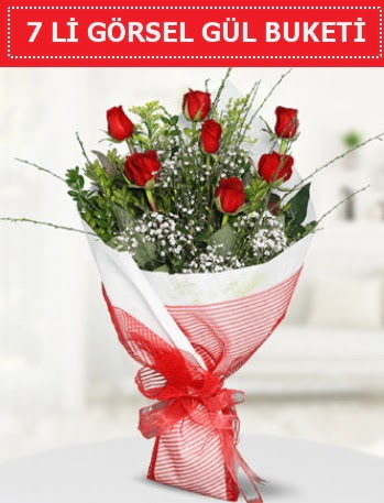 7 adet kırmızı gül buketi Aşk budur  Adana çiçek yolla çiçek satışı 