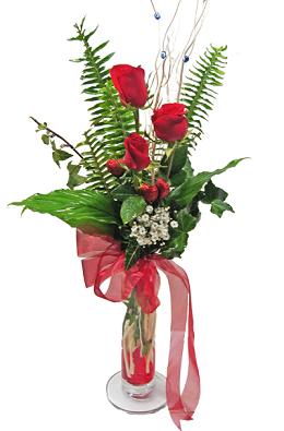 Çiçek gönderin cam vazoda 3 gül çiçekleri  Adana çiçek gönder çiçek siparişi sitesi 
