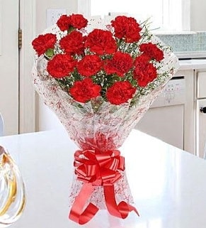 12 adet kırmızı karanfil buketi  Adana çiçek yolla İnternetten çiçek siparişi 